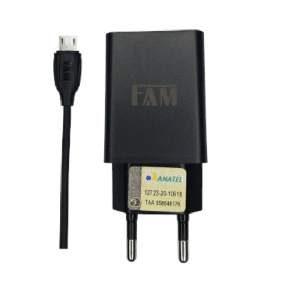 Kit Carregador Homologado FKT-1108 FAM 1 Usb Cabo de Dados Para Micro USB