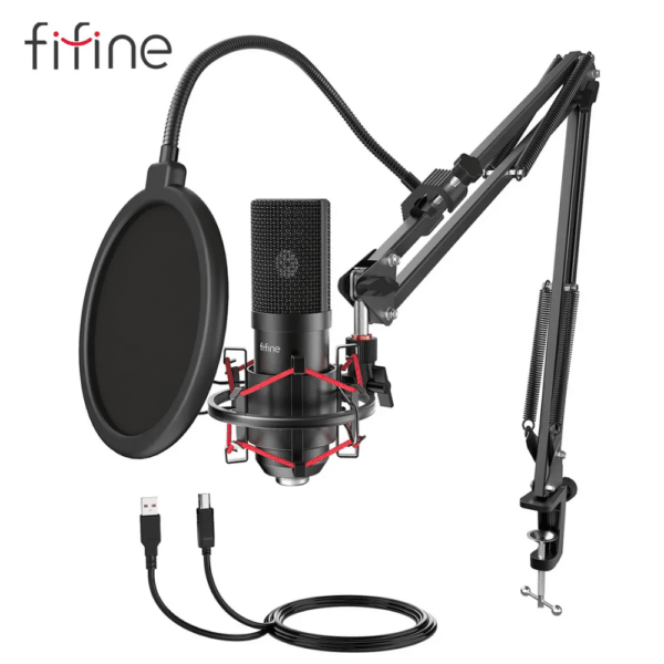 Microfone FIFINE USB com Braço Articulado e Pop Filter - T732